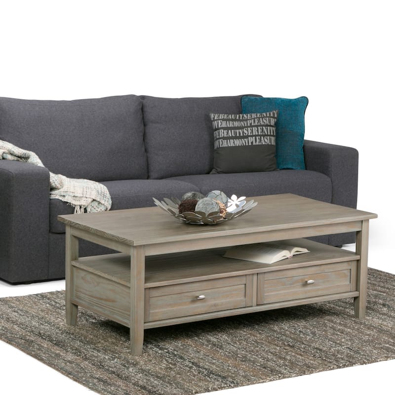 WYNDENHALL Norfolk Wood Transitional Coffee Table - 48 Inches wide - Distressed Grey