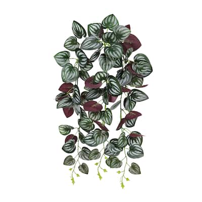 Set of 2 Purple Artificial Watermelon Leaf Hanging Vine Greenery Foliage Bush 27in - 27" L x 12" W x 3" DP