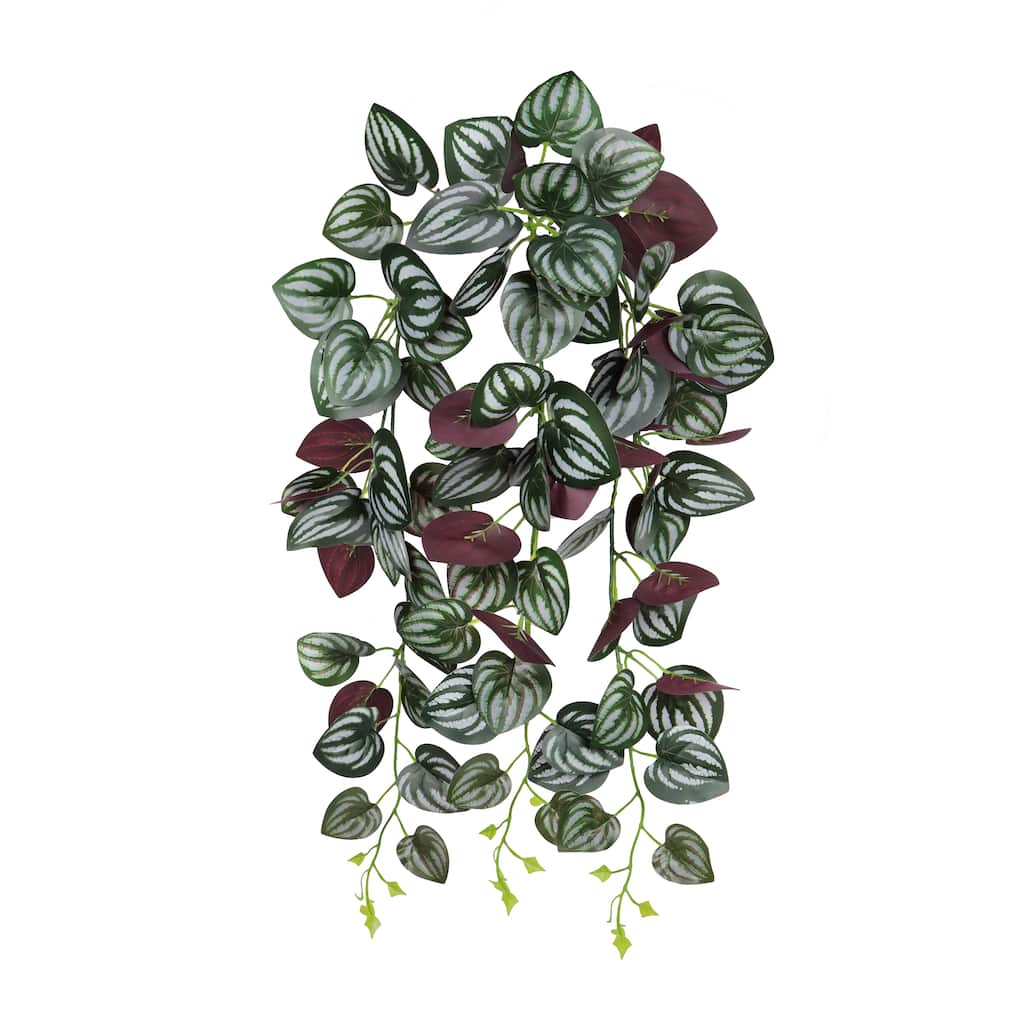 Set of 2 Purple Artificial Watermelon Leaf Hanging Vine Greenery Foliage Bush 27in - 27" L x 12" W x 3" DP