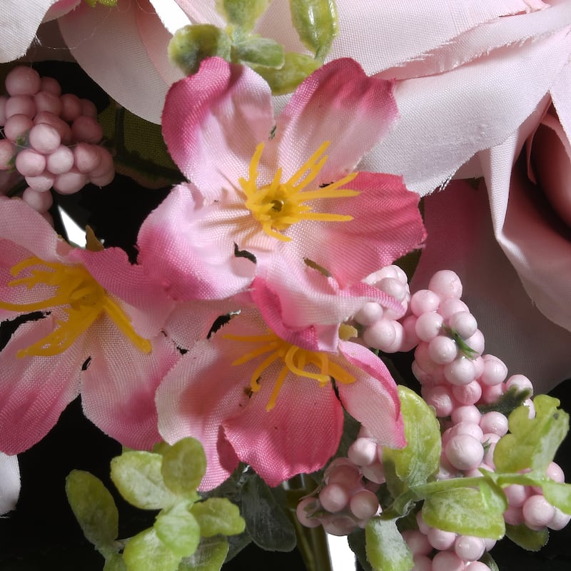 National Tree Company 18 in. Pink Rose Bundle