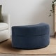 preview thumbnail 77 of 96, Upholstered Chenille Boucle Half Moon Storage Ottoman with Tray