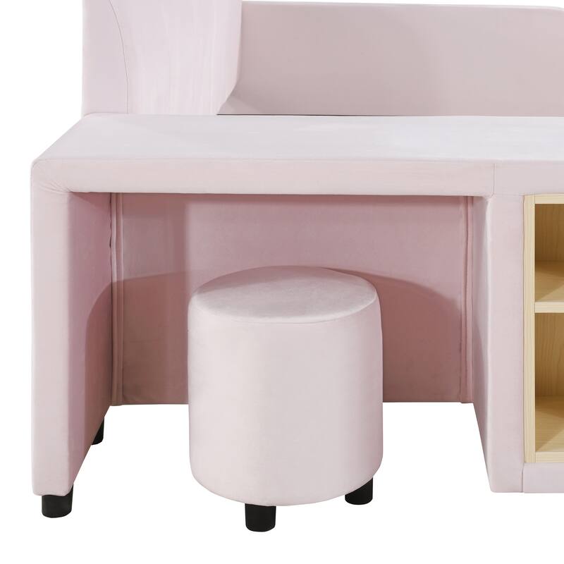Mother/Child Bed with Bedside Desk and Little Round Stool