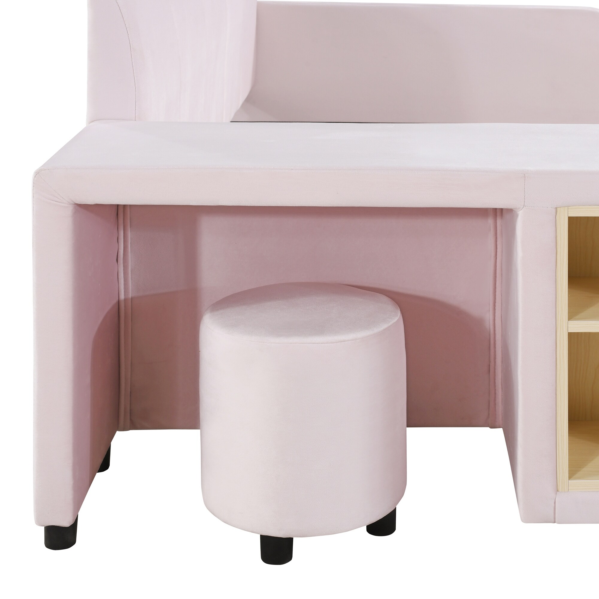 Upholstered Grounded Bed, Mother & Child Bed with Bedside Upholstered Grounded Bed, Mother & Child Bed with Bedside