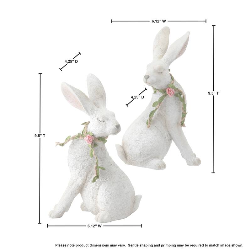 Resin Floral Garland Bunny 9" Set of 2