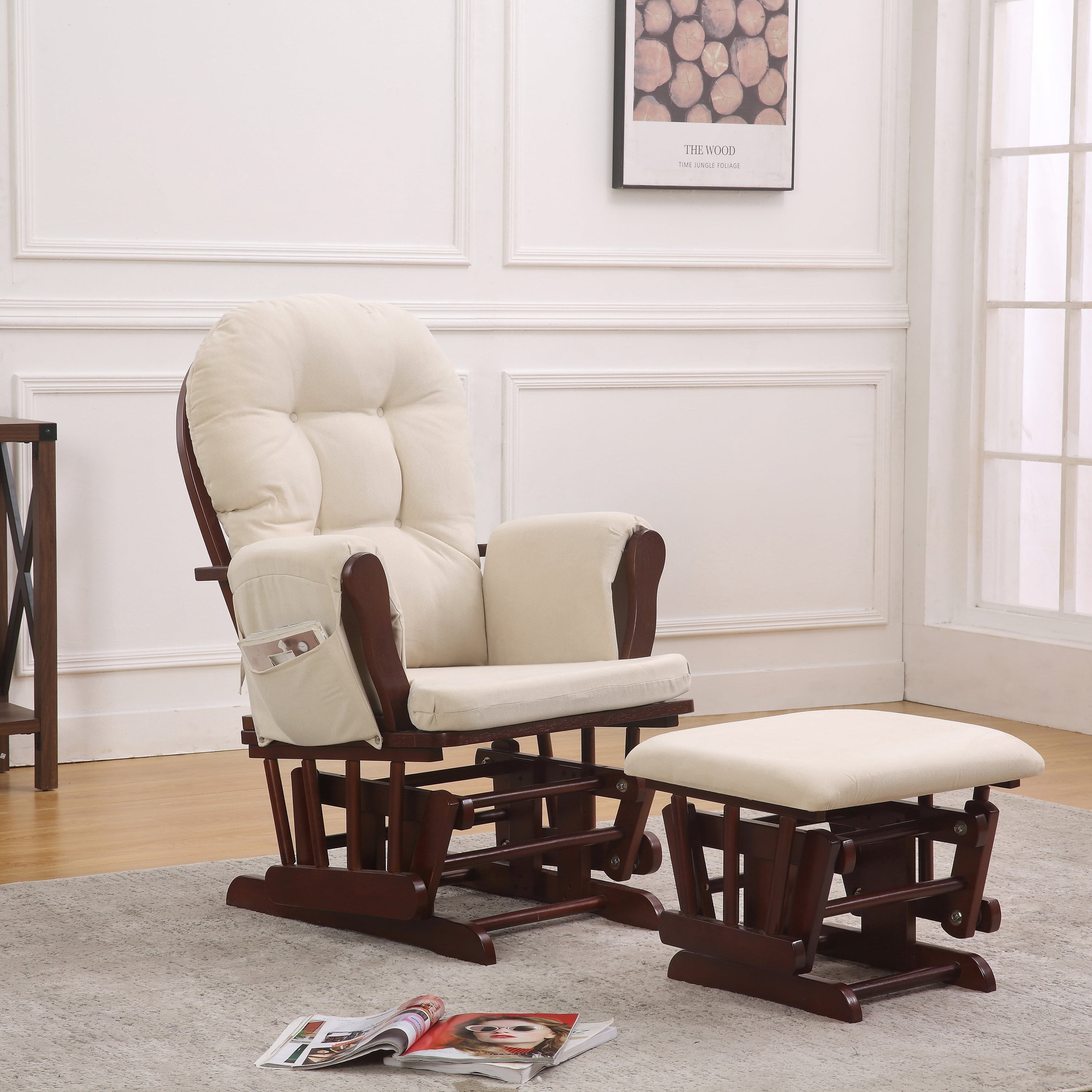 Willow Glider with Ottoman Espresso Finish with Beige Cushions Bed Bath Beyond 36326556