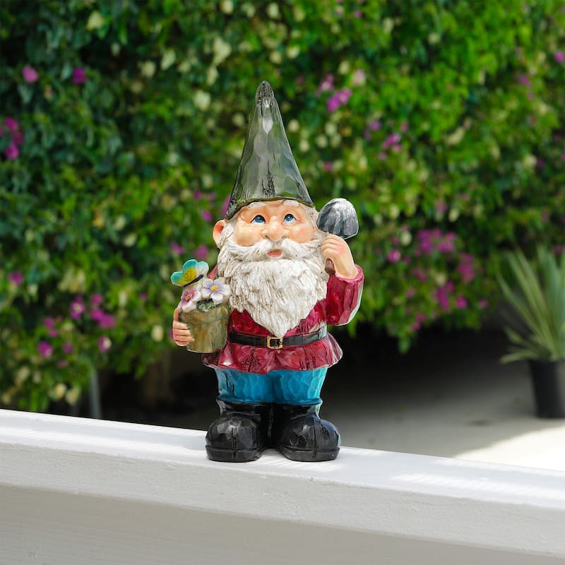 Gnome Folding Hands Looking Up Garden Statue