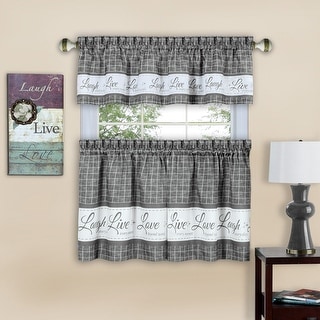 Live Laugh Love 3-Piece Kitchen Curtain Set, Tiers 58x36 ...