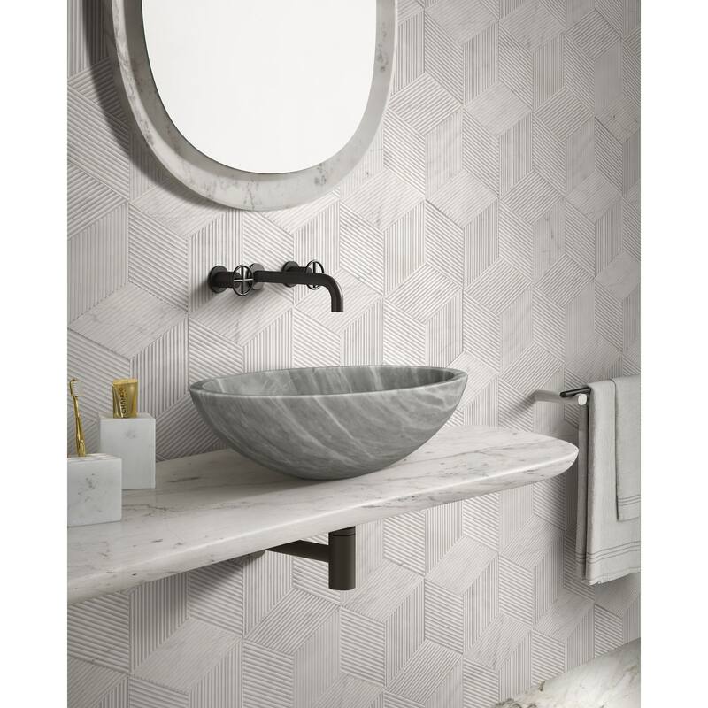 Roomfitters Round Marble Bathroom Vessel Sink, Natural Stone Countertop Wash Basin, Polished Bowl Vanity Sink