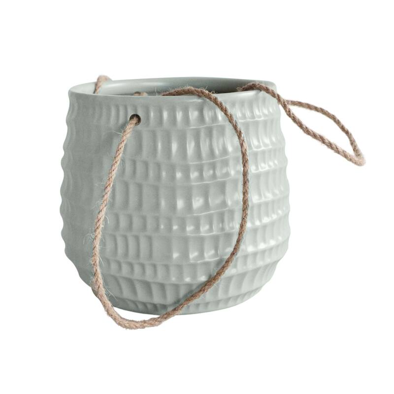 Sagebrook Home Neutral Textured Ceramic Hanging Planter