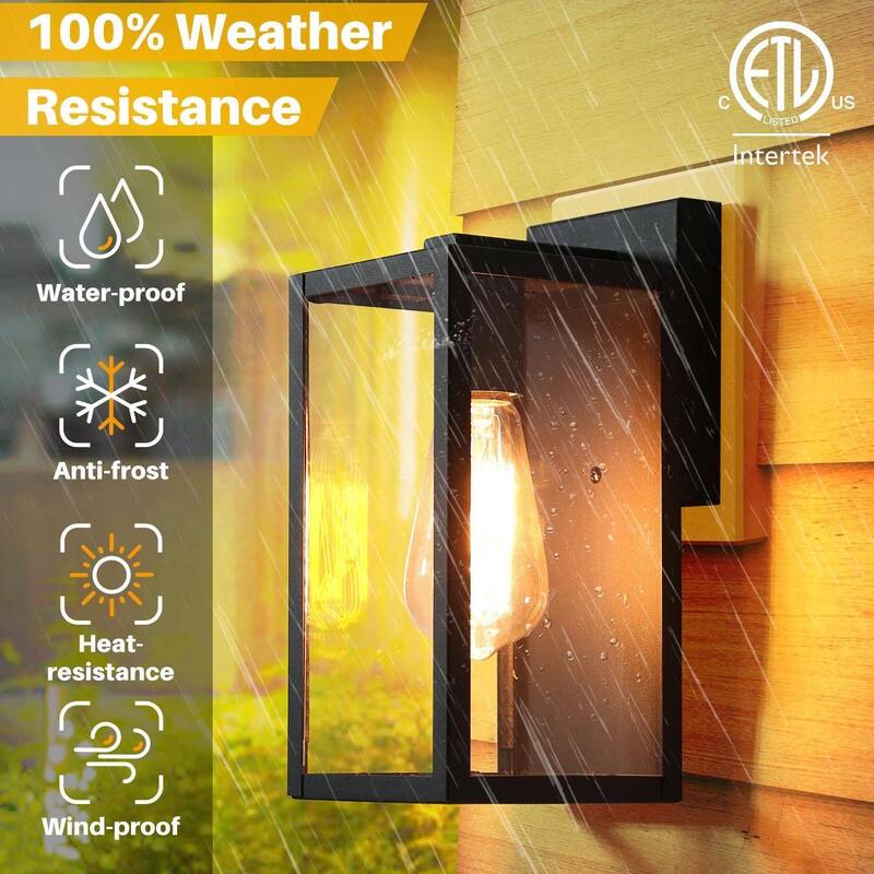 Bern Modern 1-Light Matte Black Glass Outdoor Wall Sconces - Matte Black - L 5"x W 6"x H 11"