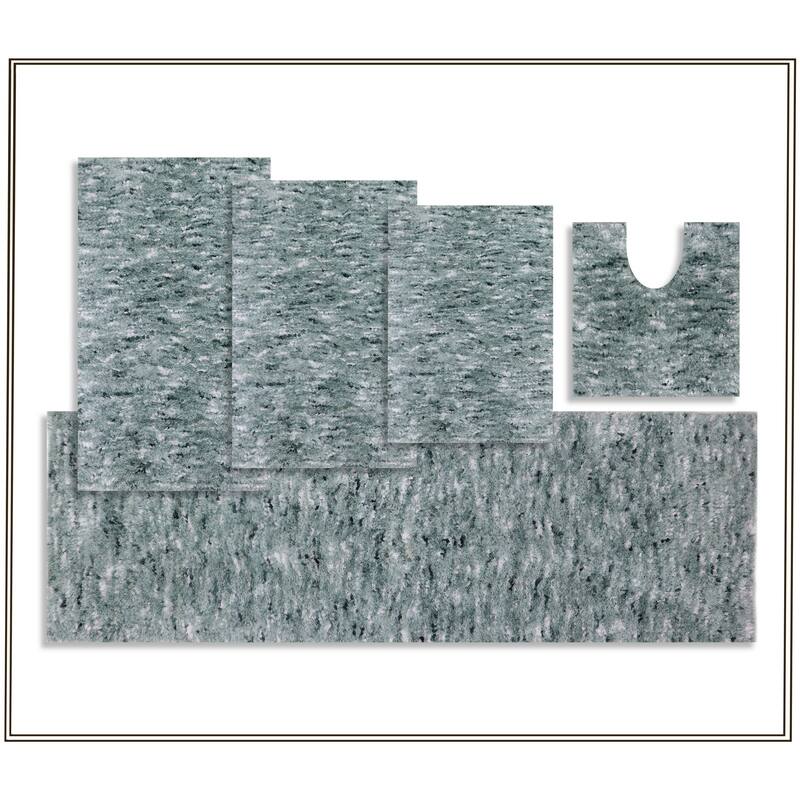 Home Weavers Cloud Comfort 100% Microfiber Bathroom Rug, Non Slip Bath & Water Absorbent Soft Bath Mat - 5 PC Set - 17"x24", 21"x34", 20"x20", 22"x60", 24"x40" - Green
