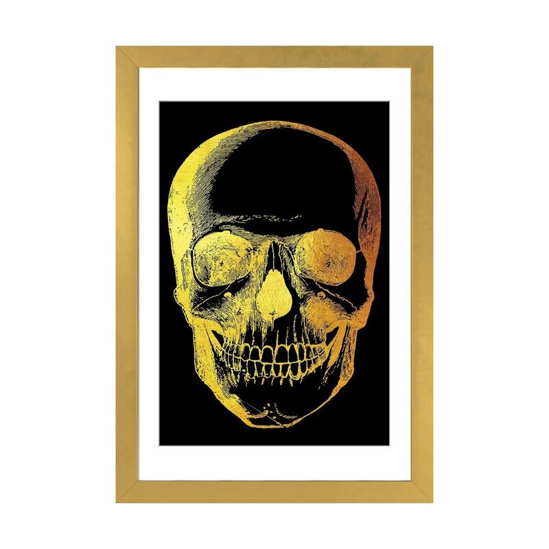 iCanvas "Skull Front" by Gab Fernando - Gold - 24x16x1