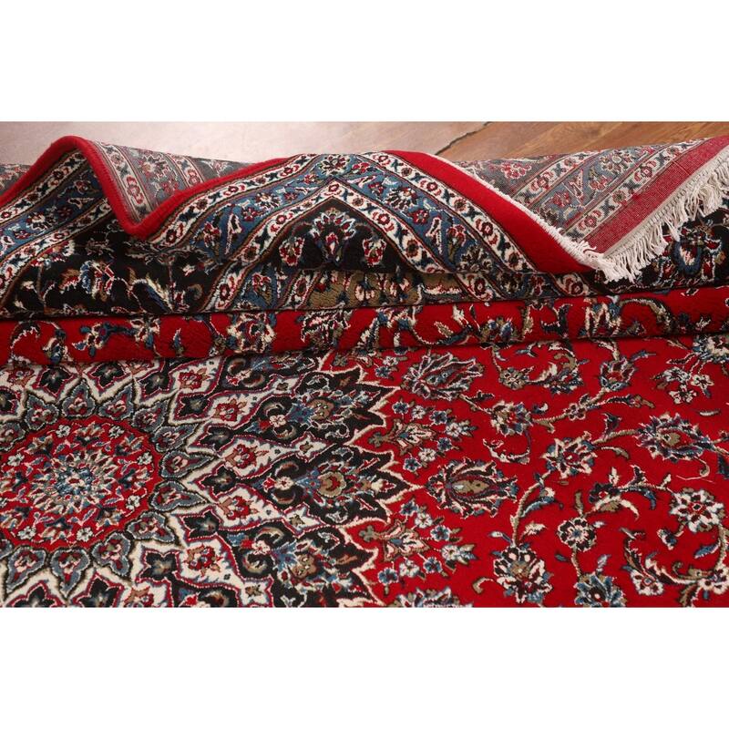 Traditional Floral Kashan Turkish Rug Machine-Made Red Carpet - 9'8" x 13'2"