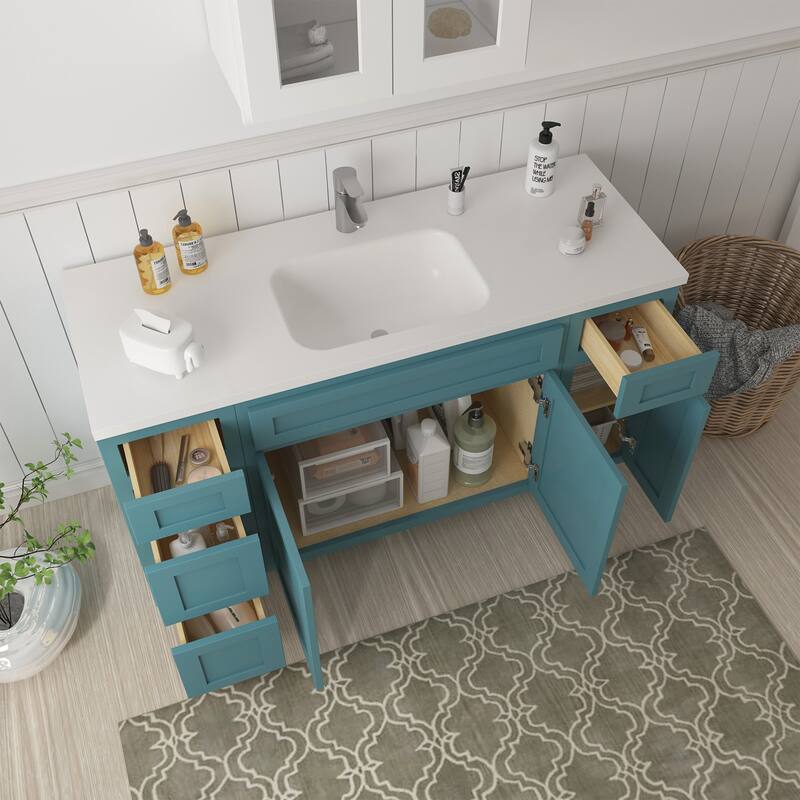 Vanity Art 54" Oak Freestanding Bathroom Vanity Cabinet without Top