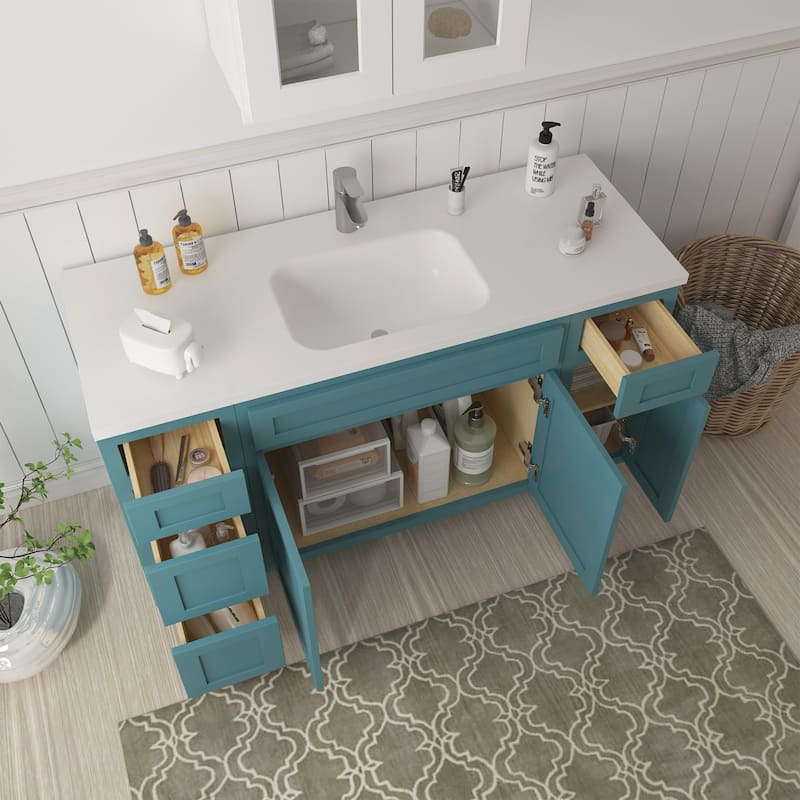 Vanity Art 60" Oak Freestanding Bathroom Vanity Cabinet without Top