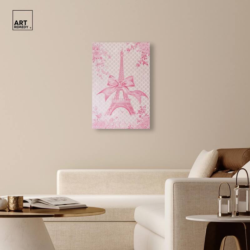 Ribbon Eiffel Tower Canvas by Art Remedy, Gallery Wrapped