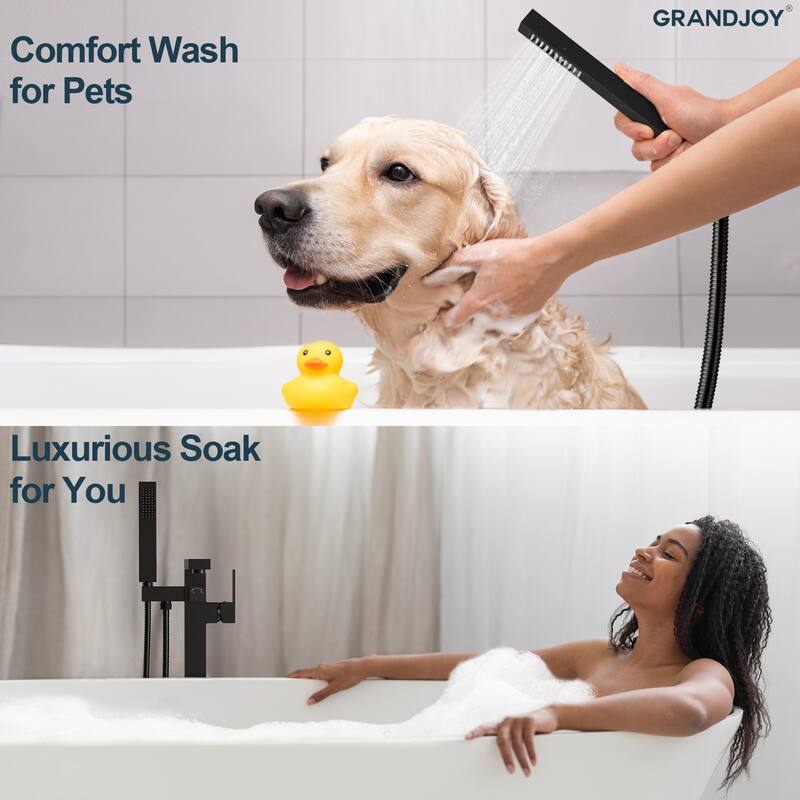 GRANDJOY 1-Handle Stylish Freestanding Tub Faucet with Hand Shower