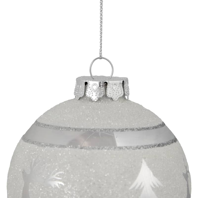 Reindeer and Trees Glass Christmas Ball Ornament - 3.5"