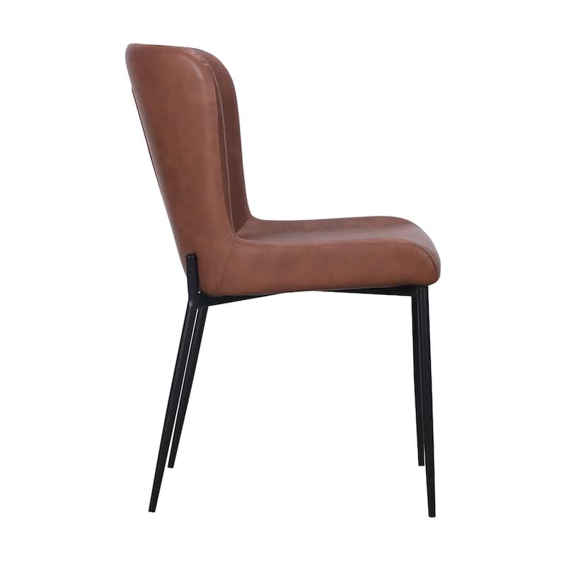Dining Chair with PU Seat and Black Metal legs