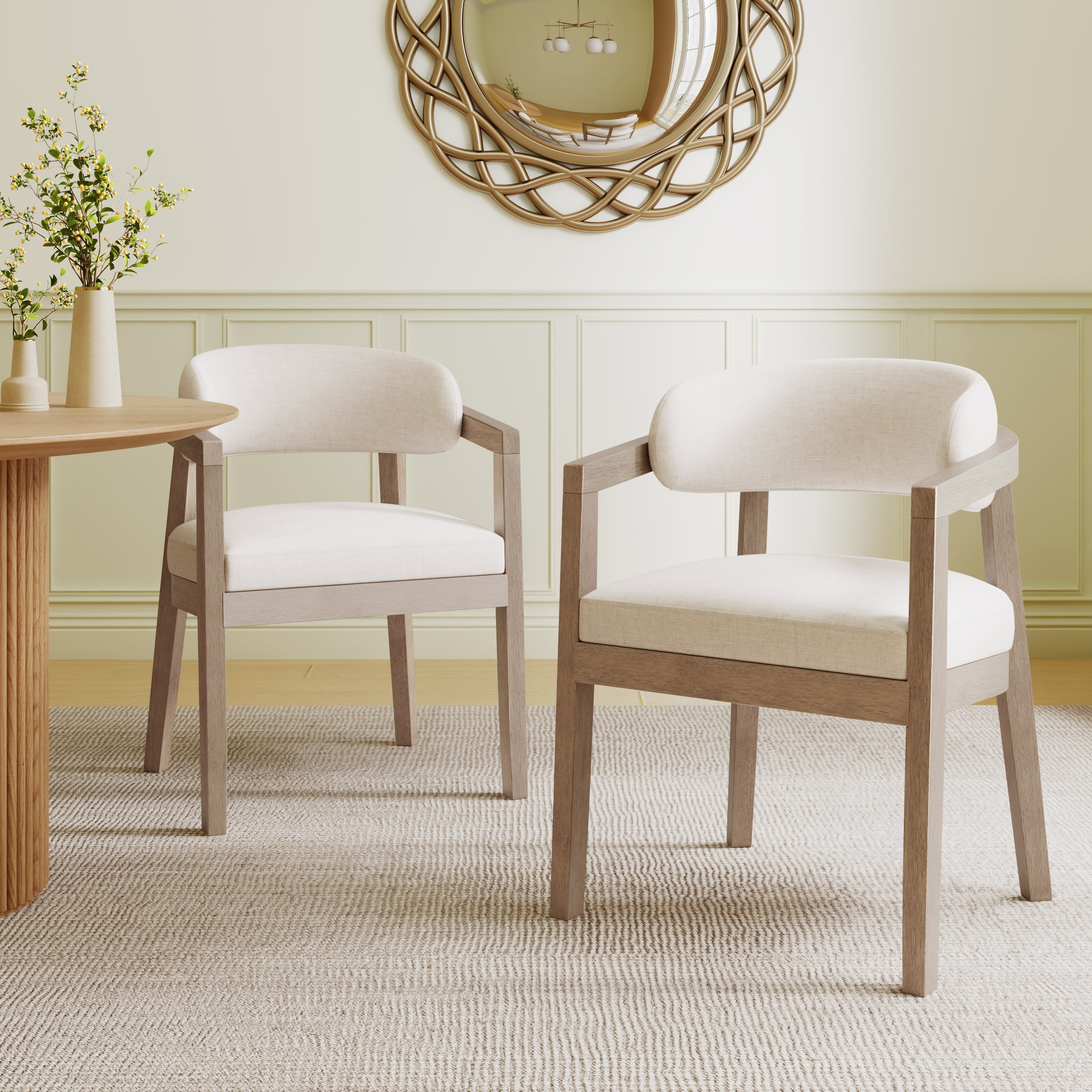 Christopher Knight Home - Carter Modern Dining Armchair Set of 2 with Upholstered Seating and Solid Wood Frame