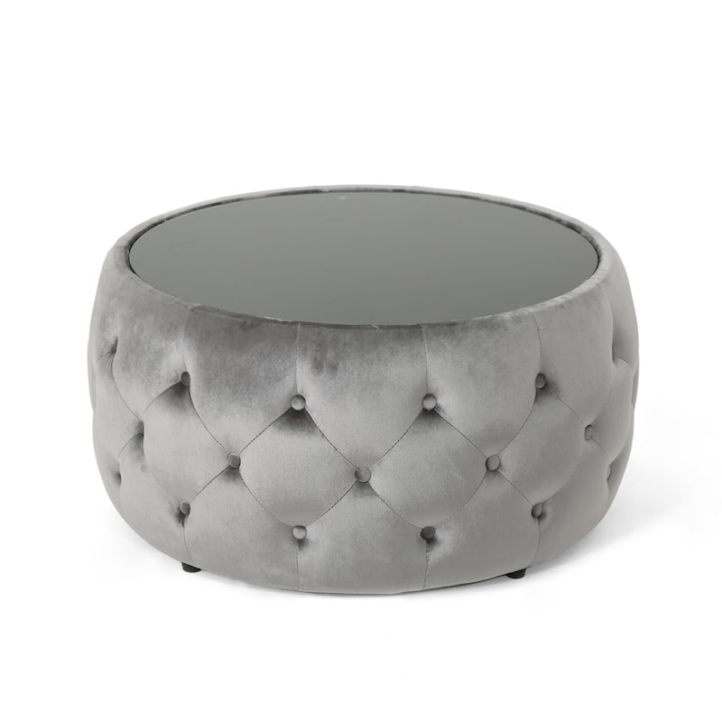 Tufted Upholstery Ottoman Bench - Smoke