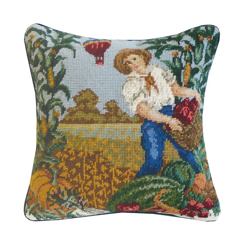 14" x 14" Boy Needlepoint Pillow