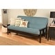 preview thumbnail 18 of 30, Porch & Den Zumbro Bonded Leather Espresso Futon Set with Mattress Linen Aqua