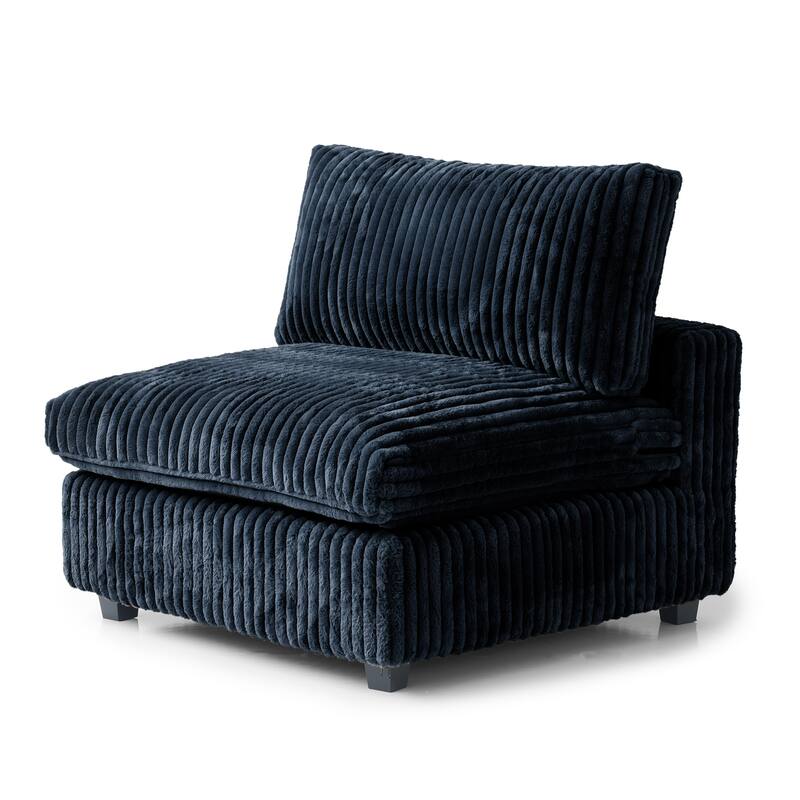 118'' U-shape Plush Fabric Upholstered Sectional Sofa 3 Seats with 2 Ottoman Modular Couch