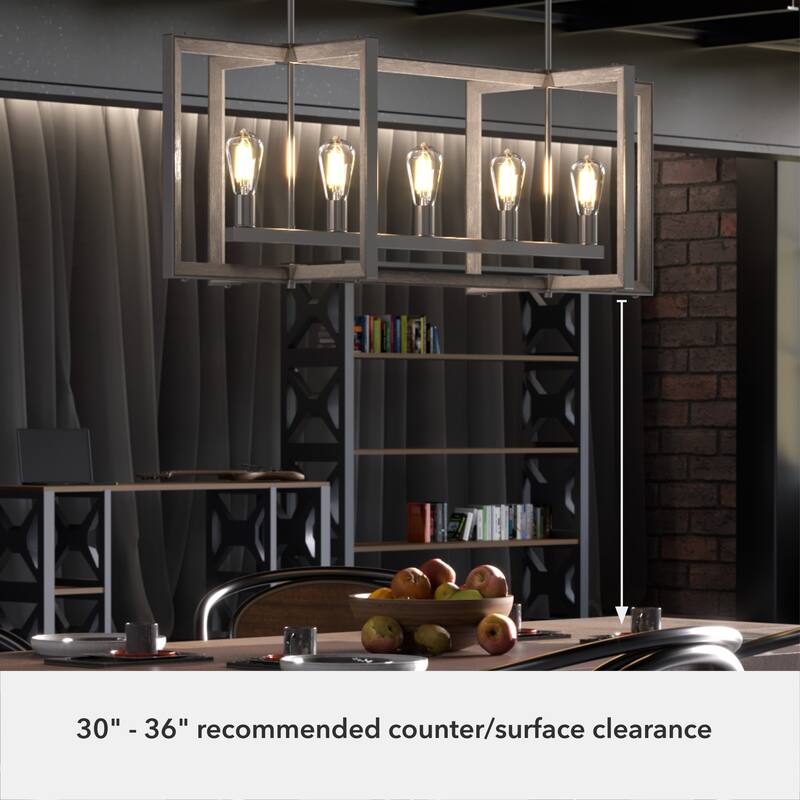 Hunter Woodburn 5-Light Linear Chandelier - Island, Dining Room - Industrial, Contemporary
