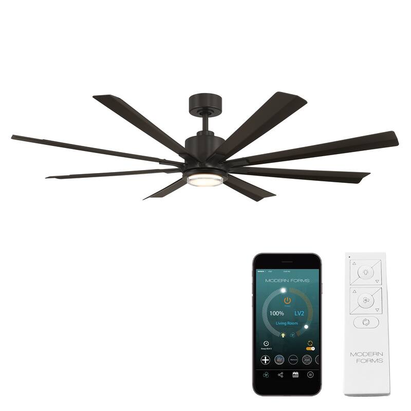 Size Matters Indoor or Outdoor 8-Blade 65in Smart Ceiling Fan - Bronze w/ Light Kit - 65 Inches