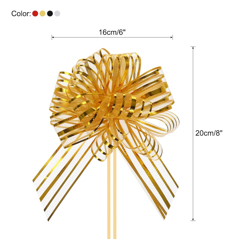 20pcs Large Organza Pull Bow Metallic Chiffon Gift Wrapping Bows
