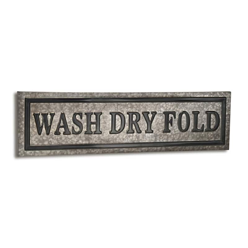 HomeRoots 10" X 36" Gray Wash Dry Fold Metal Wall Decor