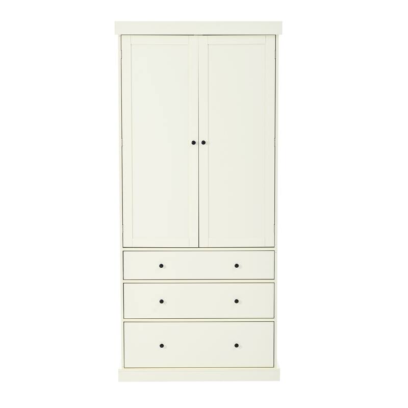 Kitchen Pantry Cabinet with 8 Doors Shelves, Wood Storage Cabinet with 3 Storage Drawers, Cupboard with Adjustable Shelves