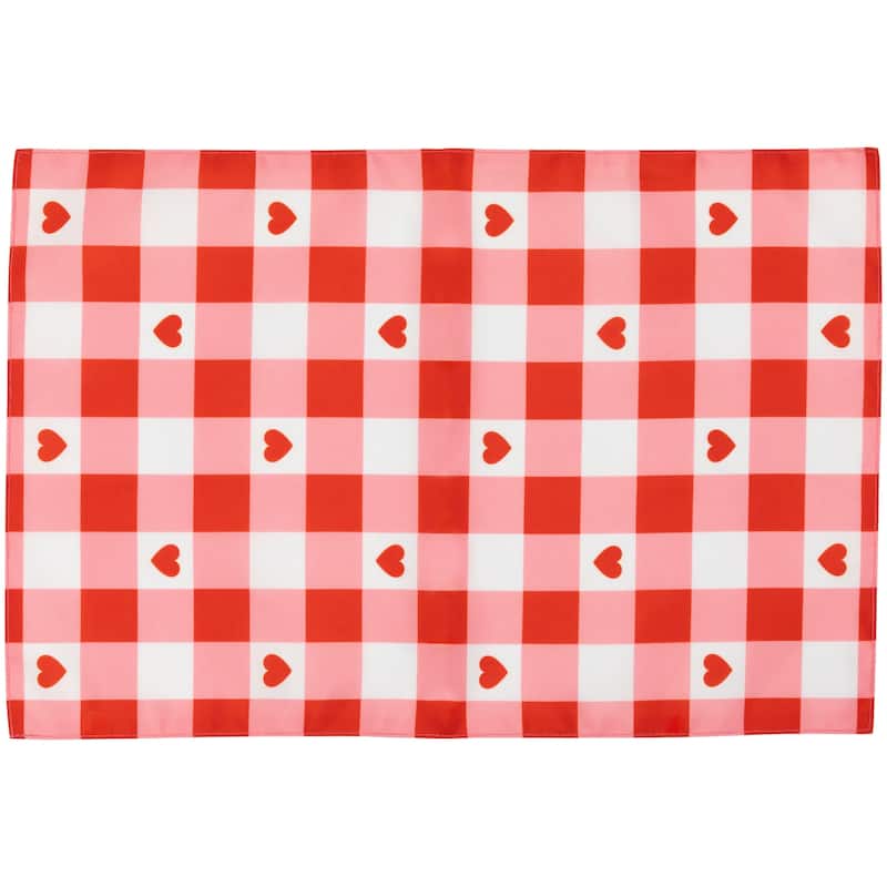 Set of 4 Checkered Hearts Valentine's Day Placemats 18"