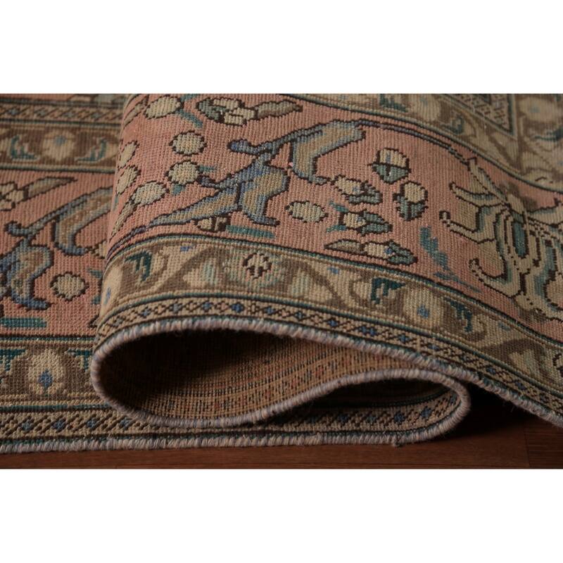 Geometric Tabriz Persian Area Rug Hand-Knotted Traditional Wool Carpet - 9'10"x 12'8"