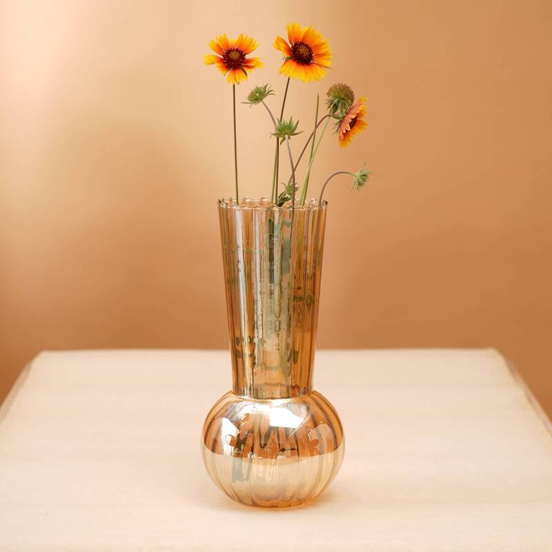 Whimsy Whirlpool Glass Vase - 6.2x9.2 Inch Small Vase with Swirl Design for Florals & Centerpieces