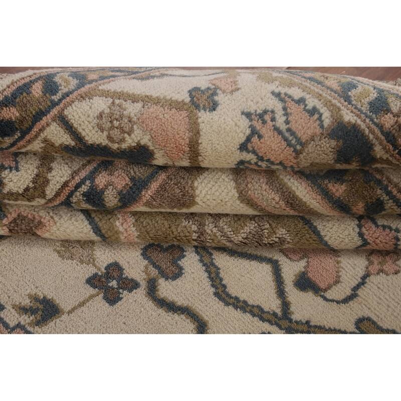 Beige / Ivory Oushak Oriental Area Rug Handmade Wool Carpet - 8'0"x 9'11"