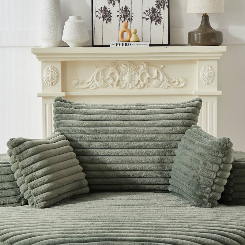 Oversized Round Chaise Lounge Corduroy Upholstered Single Sofa Chair with Cylindrical Neck Pillow and Integrated Backrest