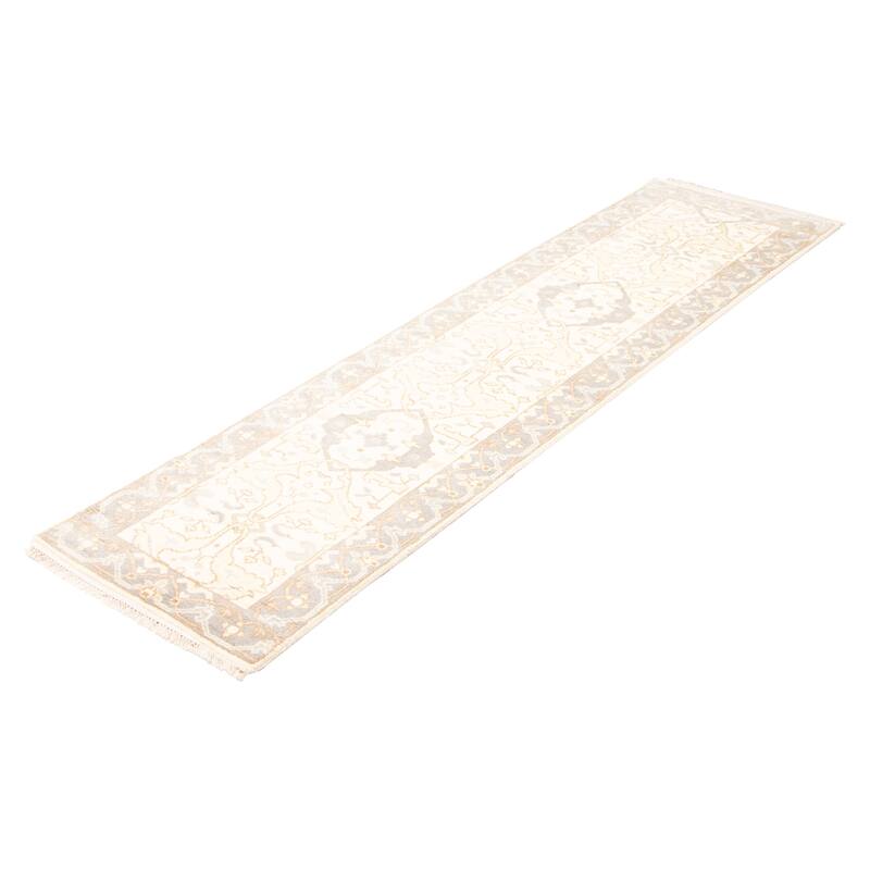 ECARPETGALLERY Hand-knotted Royal Oushak Cream Wool Rug - 2'7 x 10'1