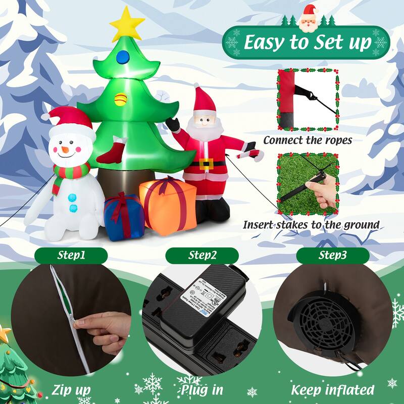 Gymax 7.2FT Inflatable Christmas Tree Snowman Santa Gift Bag - See Details