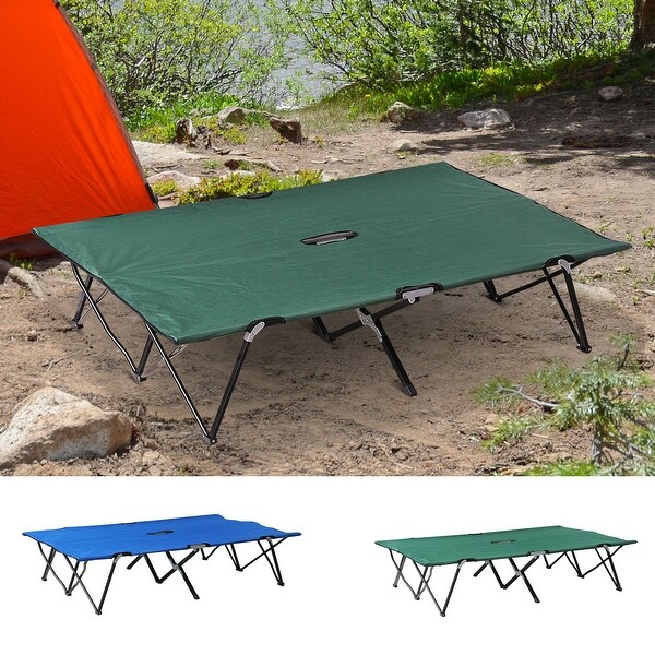 Outsunny Portable Wide Folding Elevated Bed Camping Cot for Adults