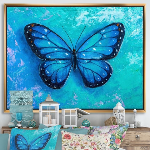 Designart 'Butterfly Portrait In Multicolors IV' Modern Framed Canvas Wall Art Print