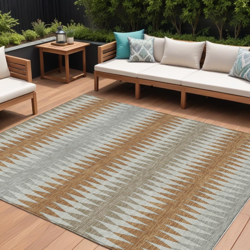 HomeRoots Striped Transitional Rectangle Outdoor Rug