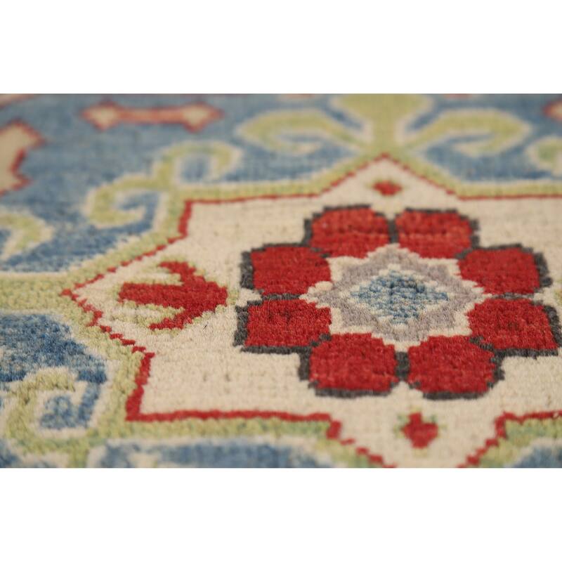 Hand Knotted Oriental 100% Wool Carpet Traditional Geometric Red Kazak Area Rug - 13' 11'' X 9' 6''