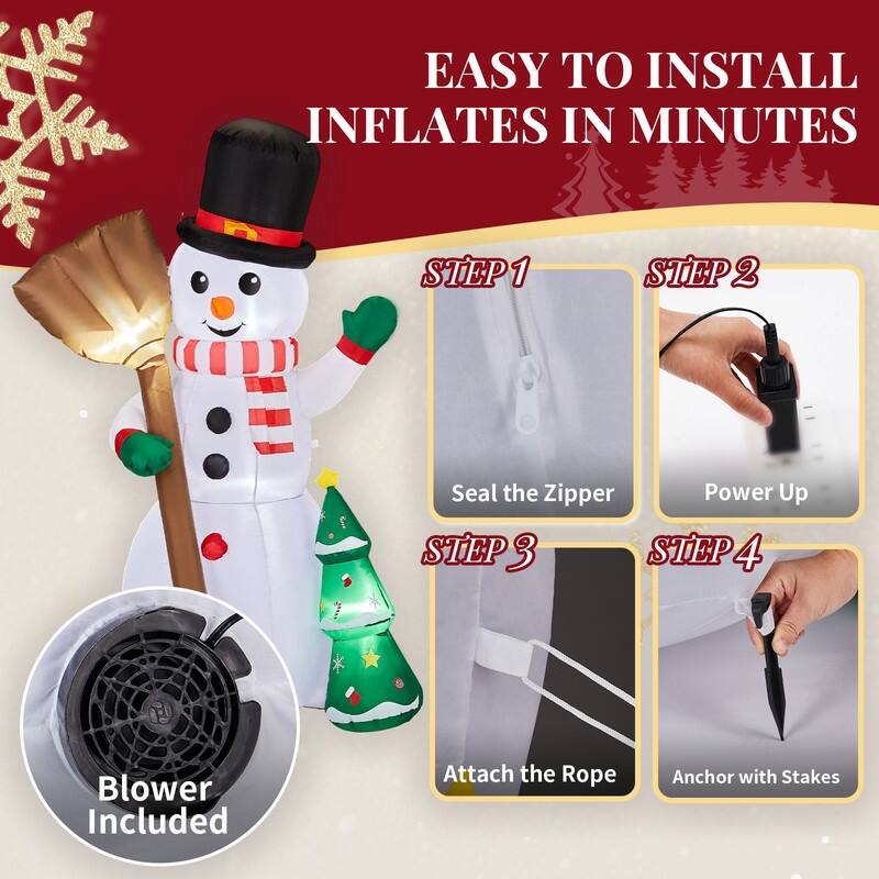 6.2FT Lighted Christmas Decoration Inflatable Snowman Holding Groom