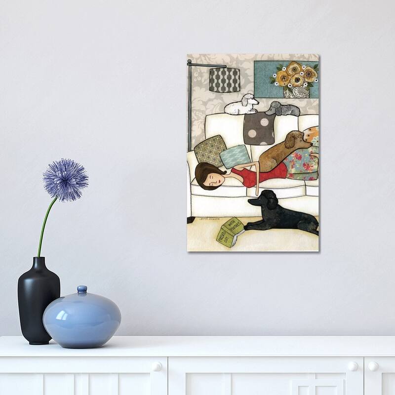 iCanvas "Passed Out With Poodles" by Jamie Morath Canvas Print - 18x12x1.5