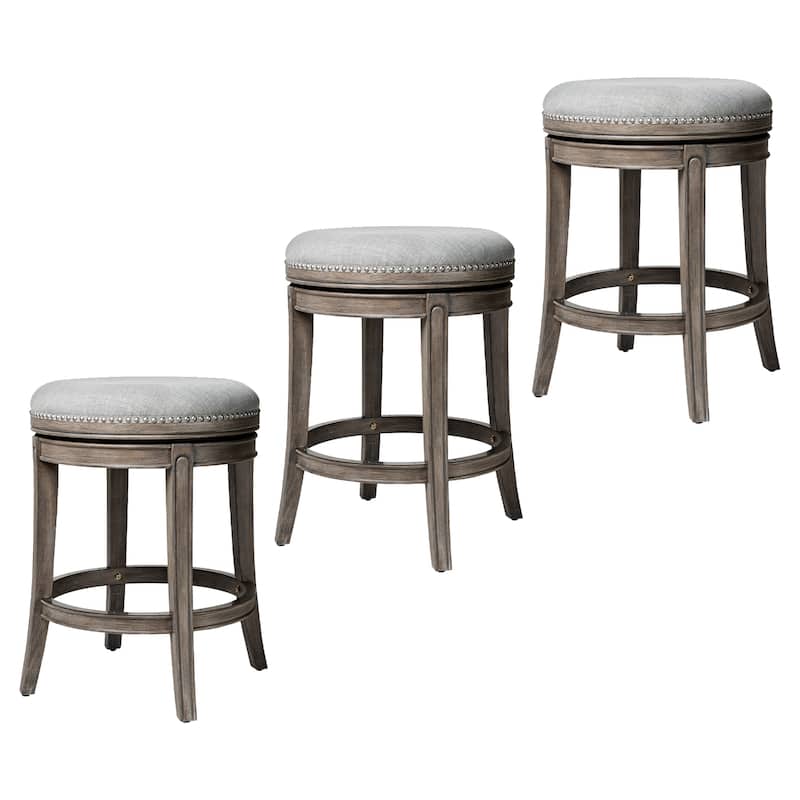 Maven Lane 26" Alexander Backless Counter Height Kitchen Stool - Set of 3 - Reclaimed Oak