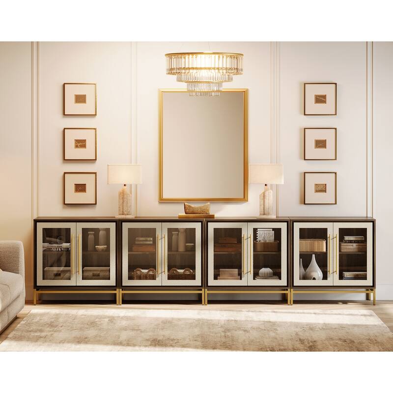 WAMPAT Modern Sideboard Buffet with Leather-Textured Doors
