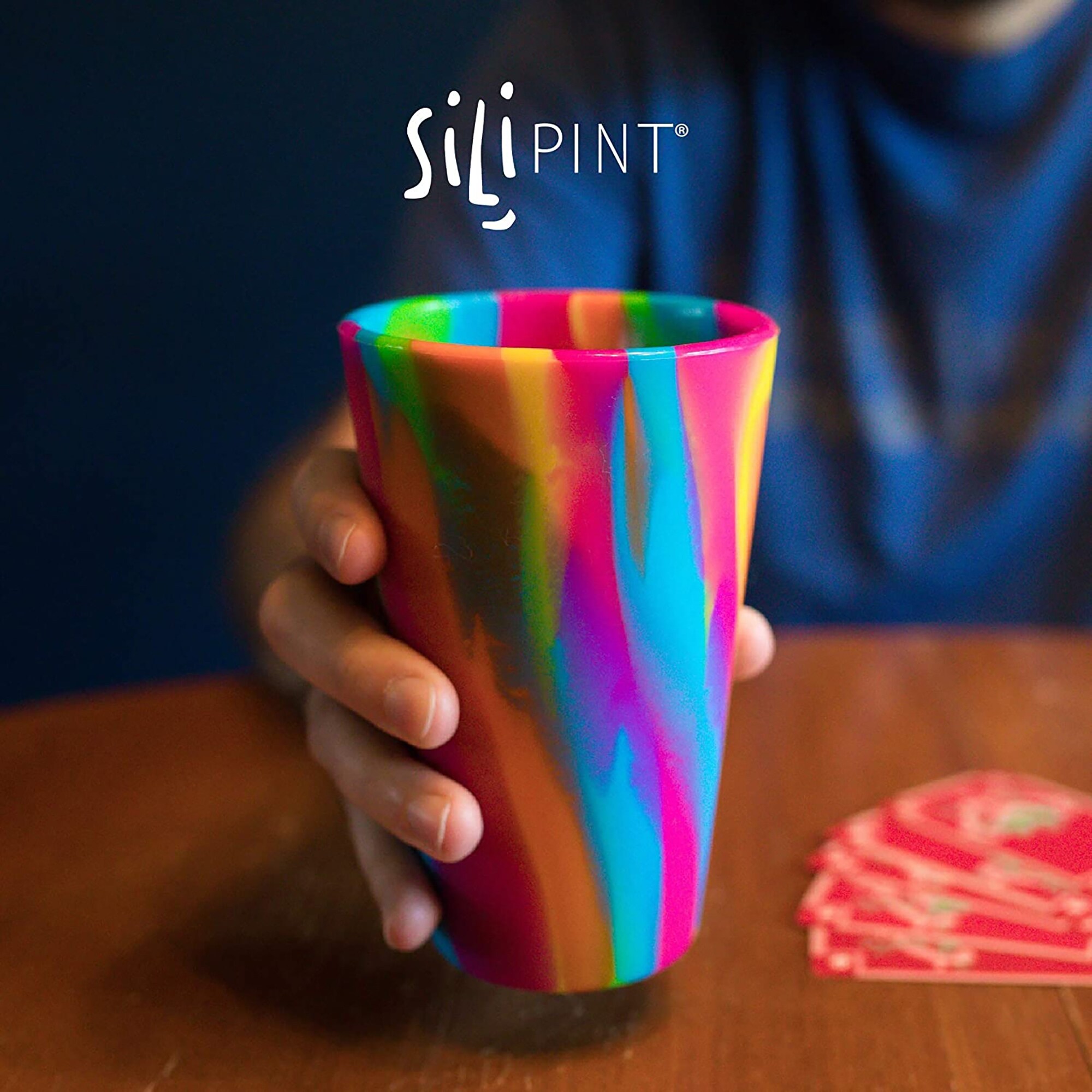 Silipint: Silicone Pint Glasses: 2 Pack Arctic Sky - 16oz Unbreakable Cups, Flexible, Hot/Cold, Reusable, Easy Grip