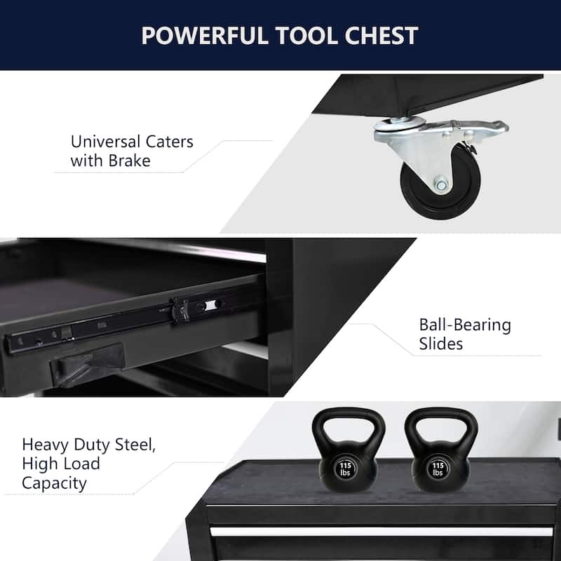 Rolling Garage Workshop Tool Organizer 4 Drawer Chest Storage Cabinet With Wheels Locking System